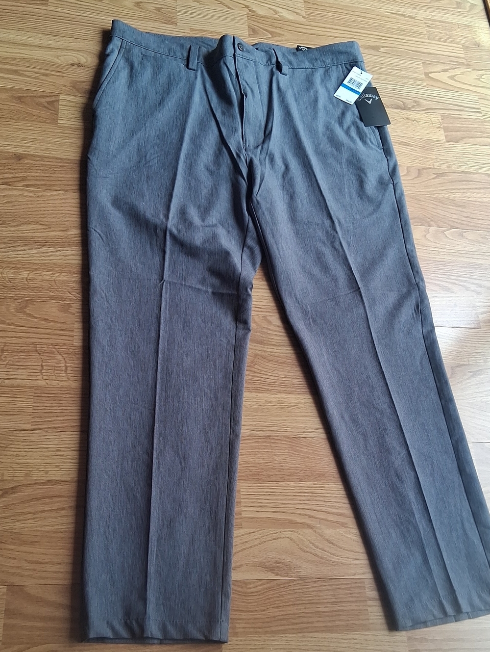 NWT Men's Gray  Pants By CALLAWAY, Lightweight Stretch Sz 36 X 30. MSRP $84